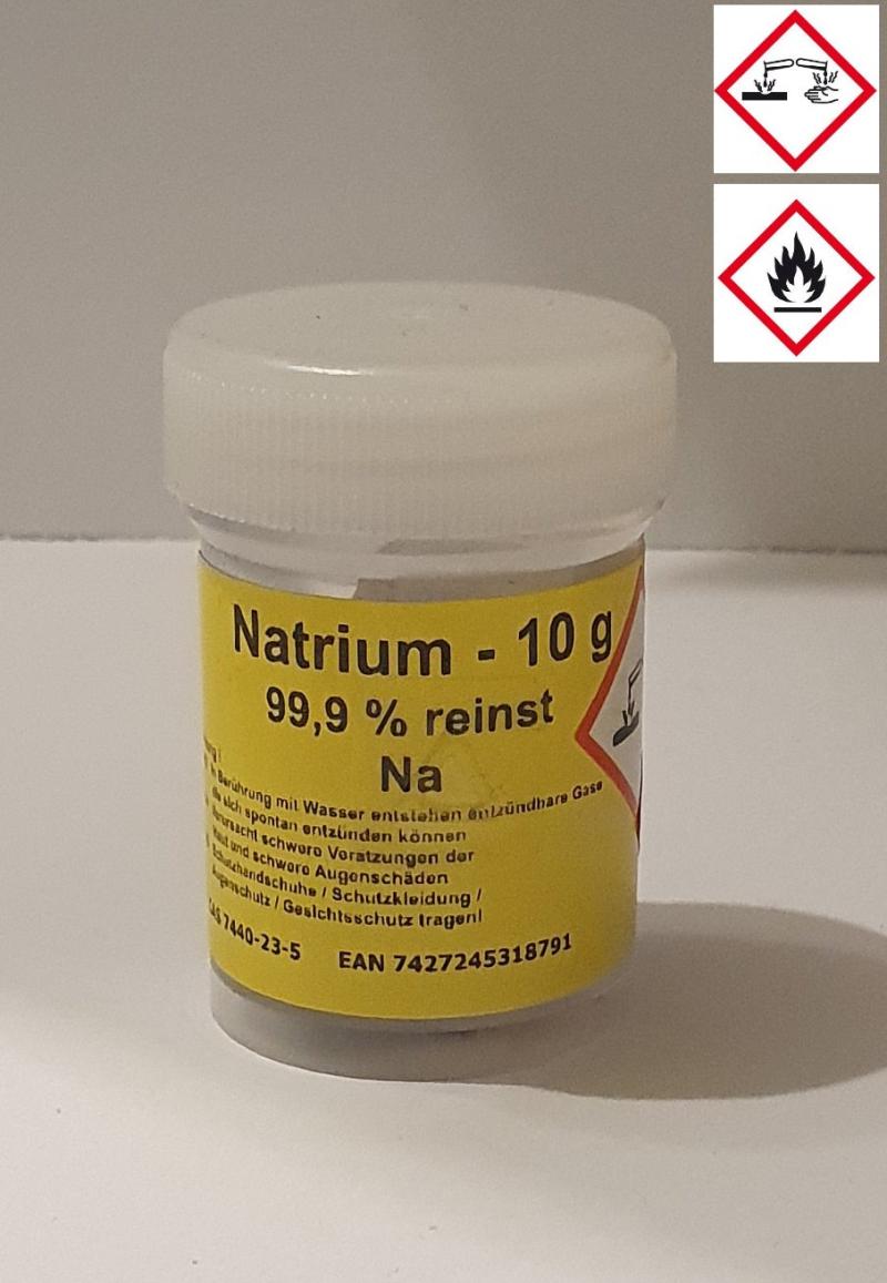 10 g Natrium Alkalimetall >99,9% unter Paraffinoel für Elementarsammlung