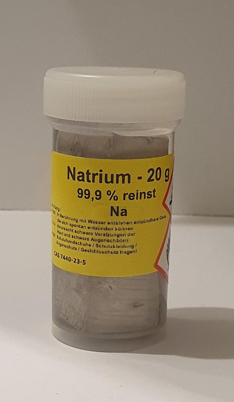 20 g Natrium Alkalimetall >99,9% unter Paraffinoel für Elementarsammlung
