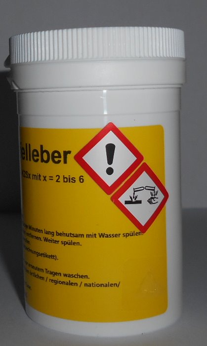 100 g Schwefelleber, Kaliumpolysulfid K2Sx (75-85% rein)