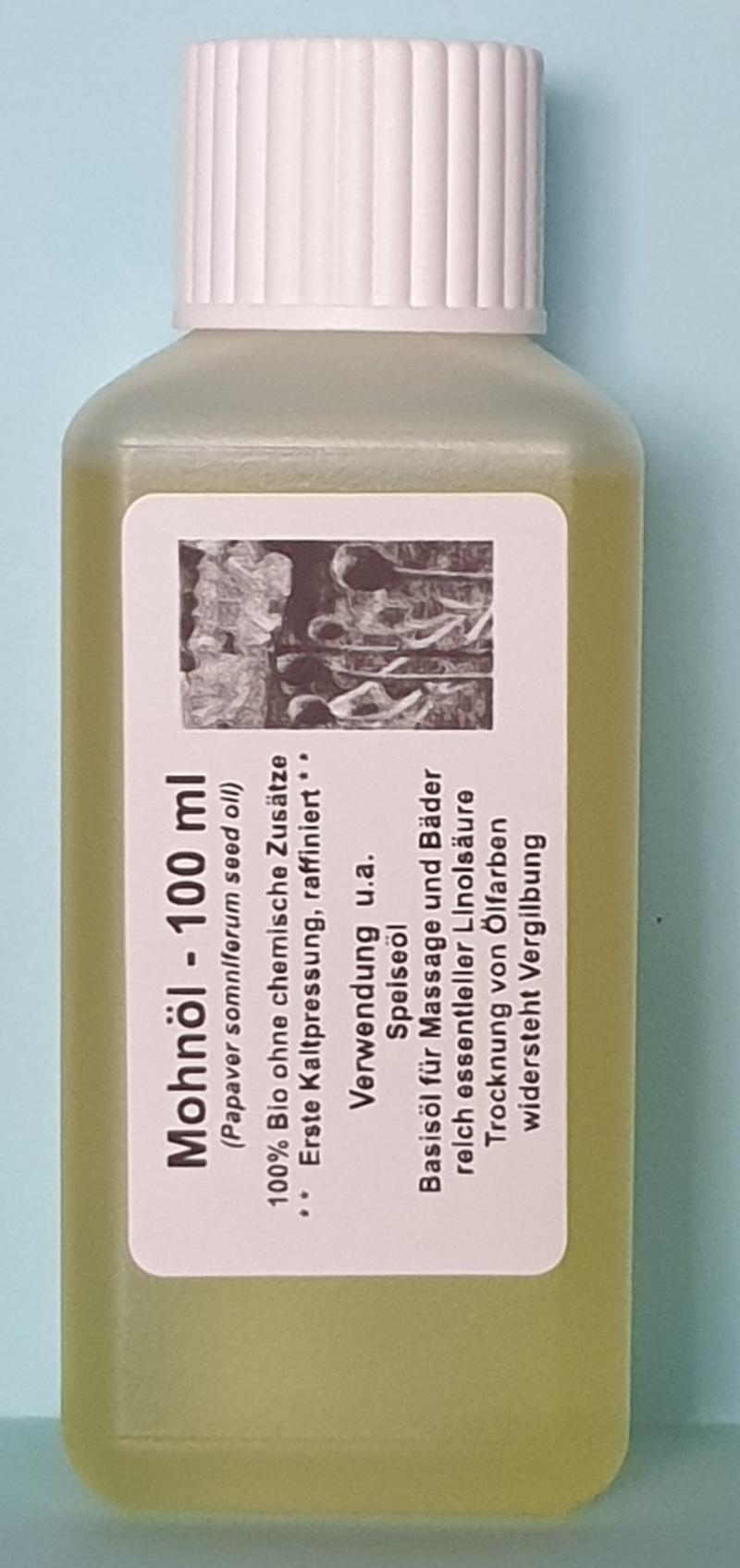100 ml Mohnöl, raffiniert (Papaver somniferum seed oil) 100% Bio,1te Kaltpressung