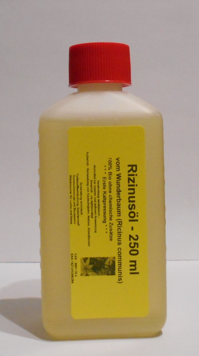 250 ml Rizinusöl vom Wunderbaum (Ricinus communis), 100% Bio, 1te Kaltpressung