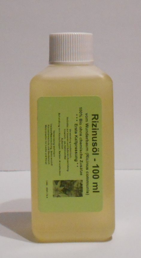 100 ml Rizinusöl vom Wunderbaum (Ricinus communis), 100% Bio, 1te Kaltpressung