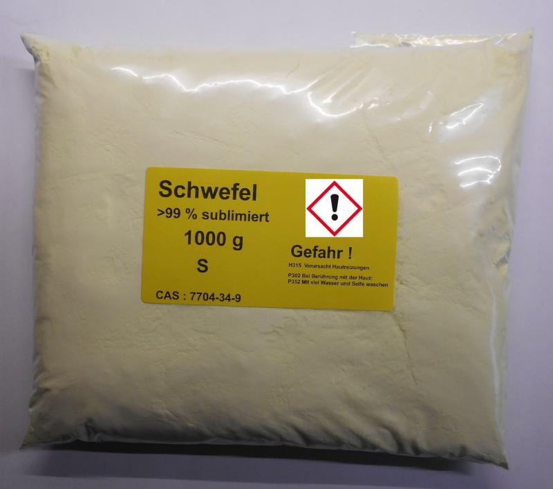 1000 g Schwefel, Säurearm, sublimiert reinst >99,9% für Elementarsammlung