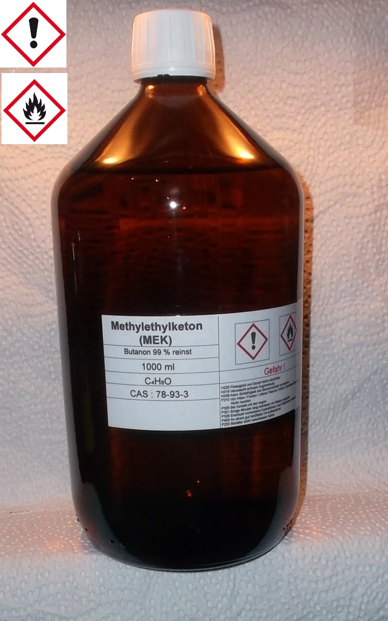 1000 ml Methylethylketon 99%, (2-Butanon) als Lösungsmittel für Vinylharze