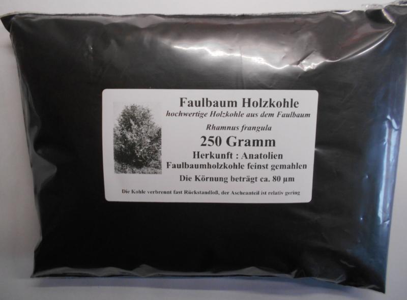 250 g Faulbaum Holzkohle, Holzkohlenstaub, (Körnung 80 µm), reinst