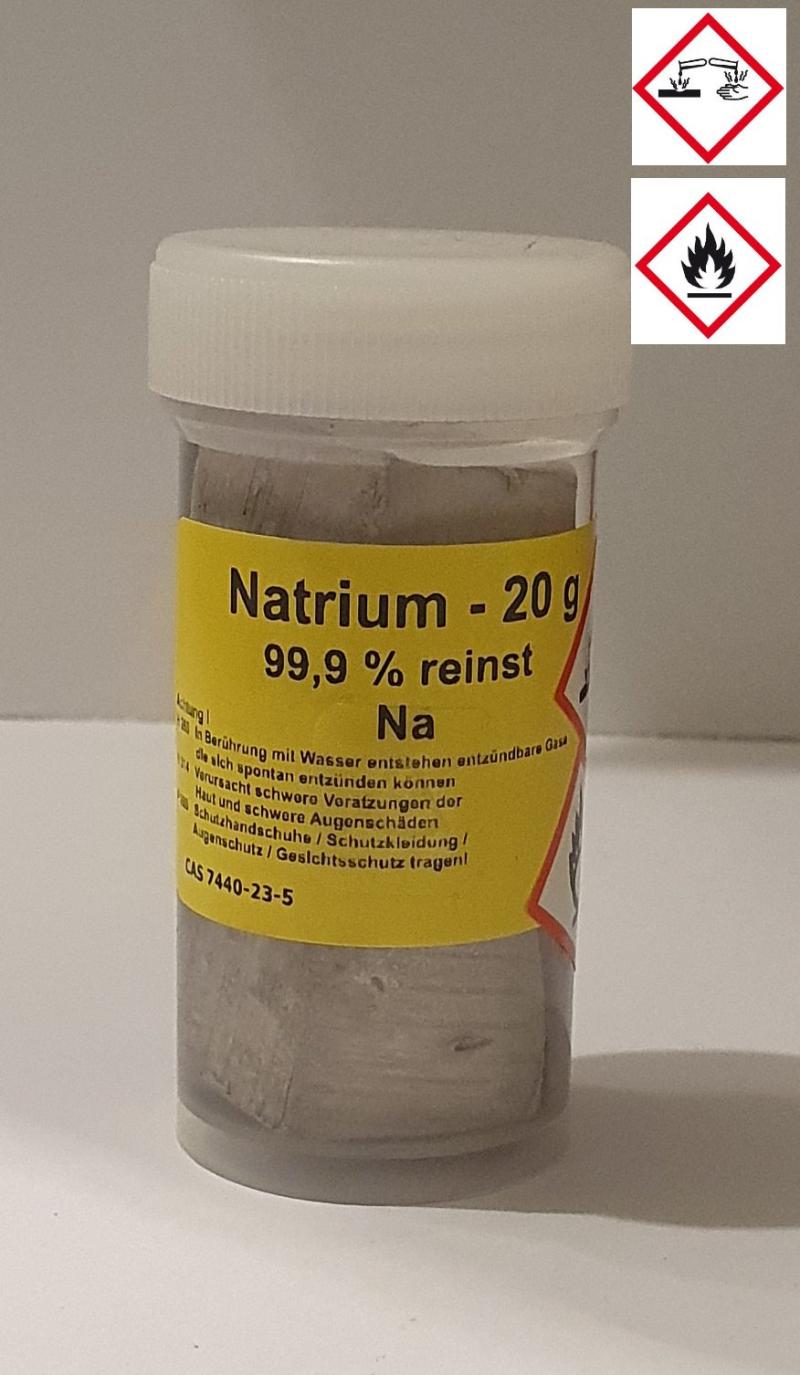 20 g Natrium Alkalimetall >99,9% unter Paraffinoel für Elementarsammlung