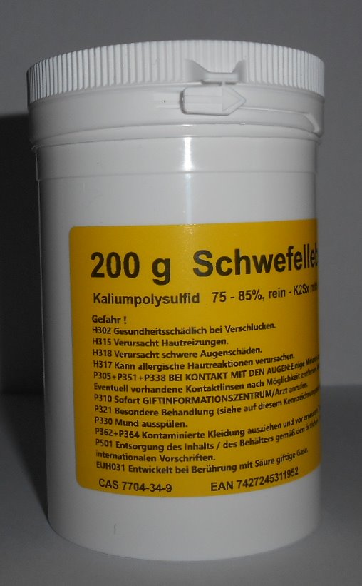 200 g Schwefelleber, Kaliumpolysulfid K2Sx (75-85% rein)