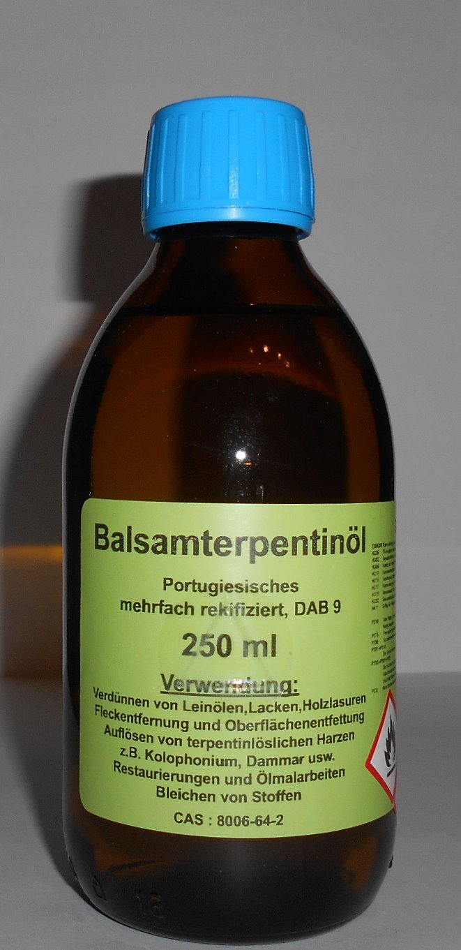 250 ml Portugiesisches Balsam Terpentinöl DAB 9, farblos, mehrfach rektifiziert