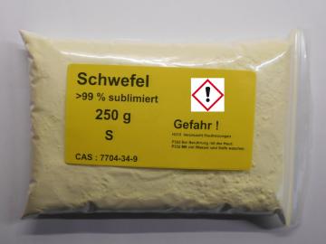 250 g Schwefel, Säurearm, sublimiert reinst >99,9% für Elementarsammlung