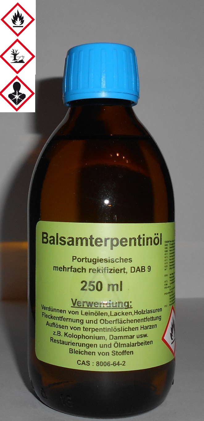 250 ml Portugiesisches Balsam Terpentinöl DAB 9, farblos, mehrfach rektifiziert