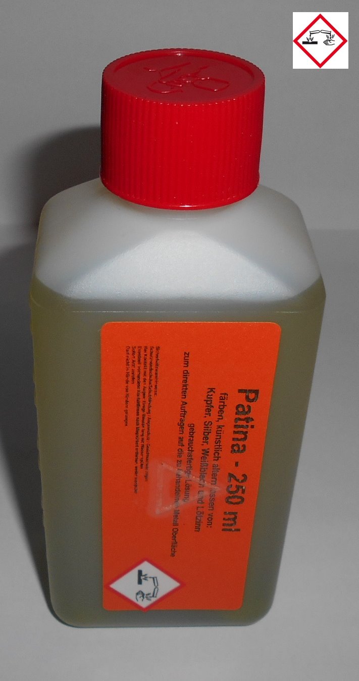 250 ml Tiffany Patina zum schwarz beizen von Kupfer, Silber und Weisblech