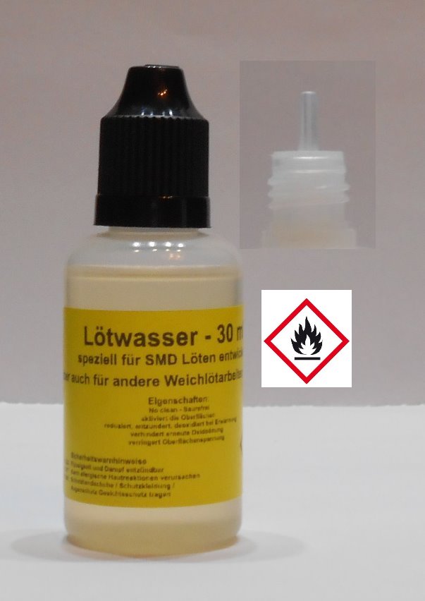 30 ml Lötwasser, Flussmittel speziell für SMD (no clean, Säurefrei) - kurze Flasche