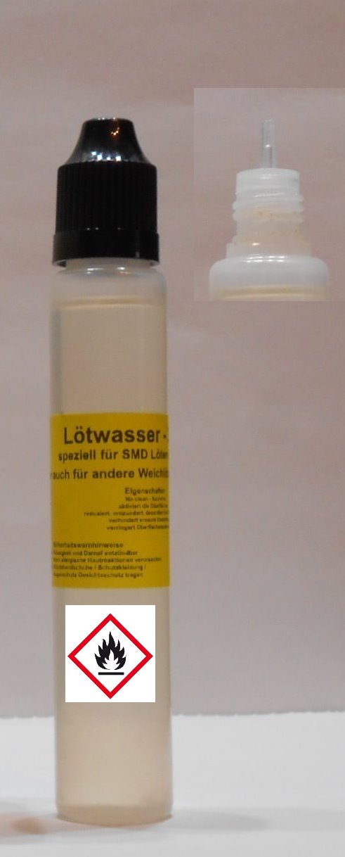 30 ml Lötwasser, Flussmittel speziell für SMD (no clean, Säurefrei) - lange Flasche
