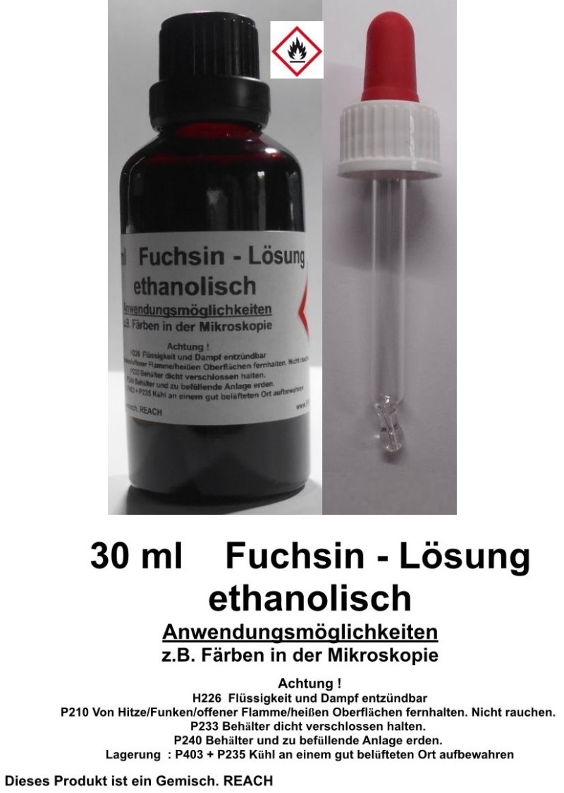 30 ml Fuchsin Lösung, ethanolisch, für die Mikroskopie