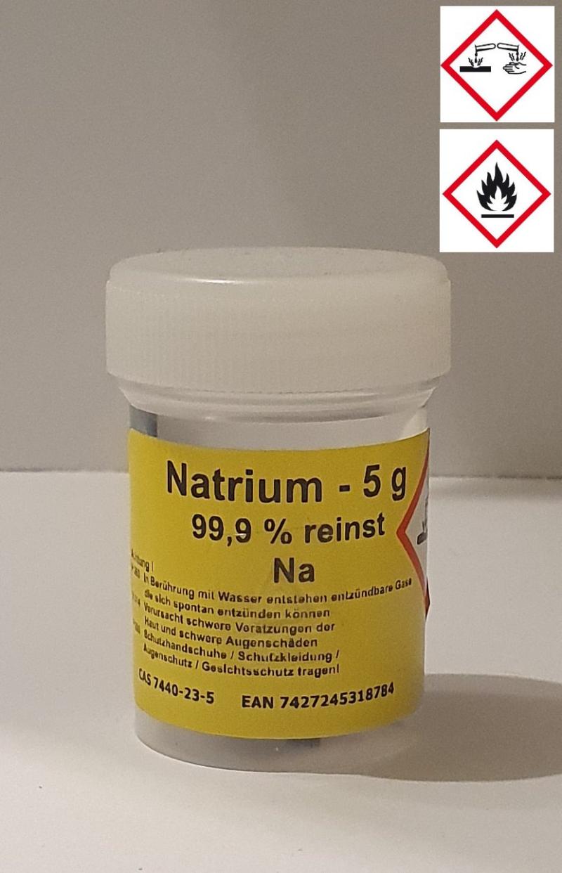 5 g Natrium Alkalimetall >99,9% unter Paraffinoel für Elementarsammlung