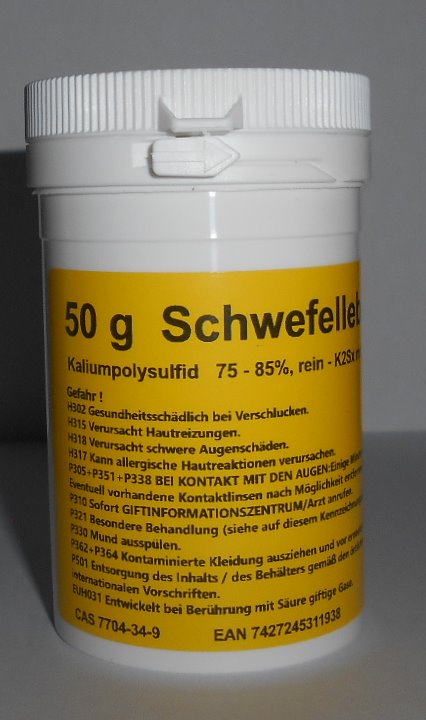 50 g Schwefelleber, Kaliumpolysulfid K2Sx (75-85% rein)