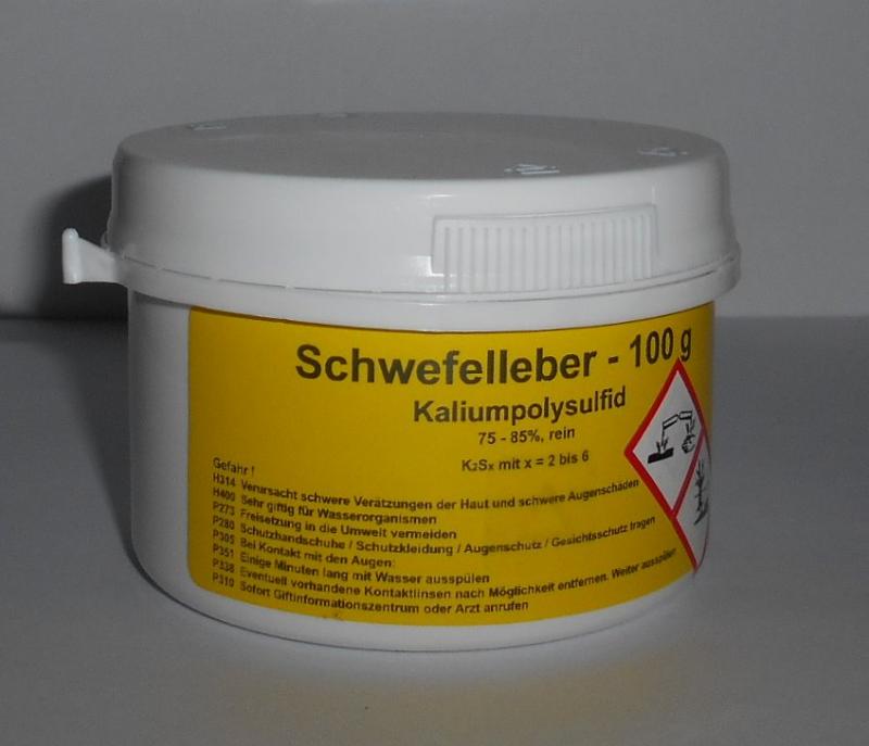 100 g Schwefelleber, Kaliumpolysulfid K2Sx (75-85% rein)