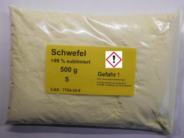 500 g Schwefel, Säurearm, sublimiert reinst >99,9% für Elementarsammlung