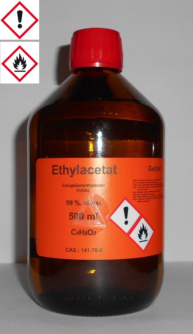 500 ml Ethylacetat, >99% Essigsäureethylester, für Chromatographie, Lösungsmittel