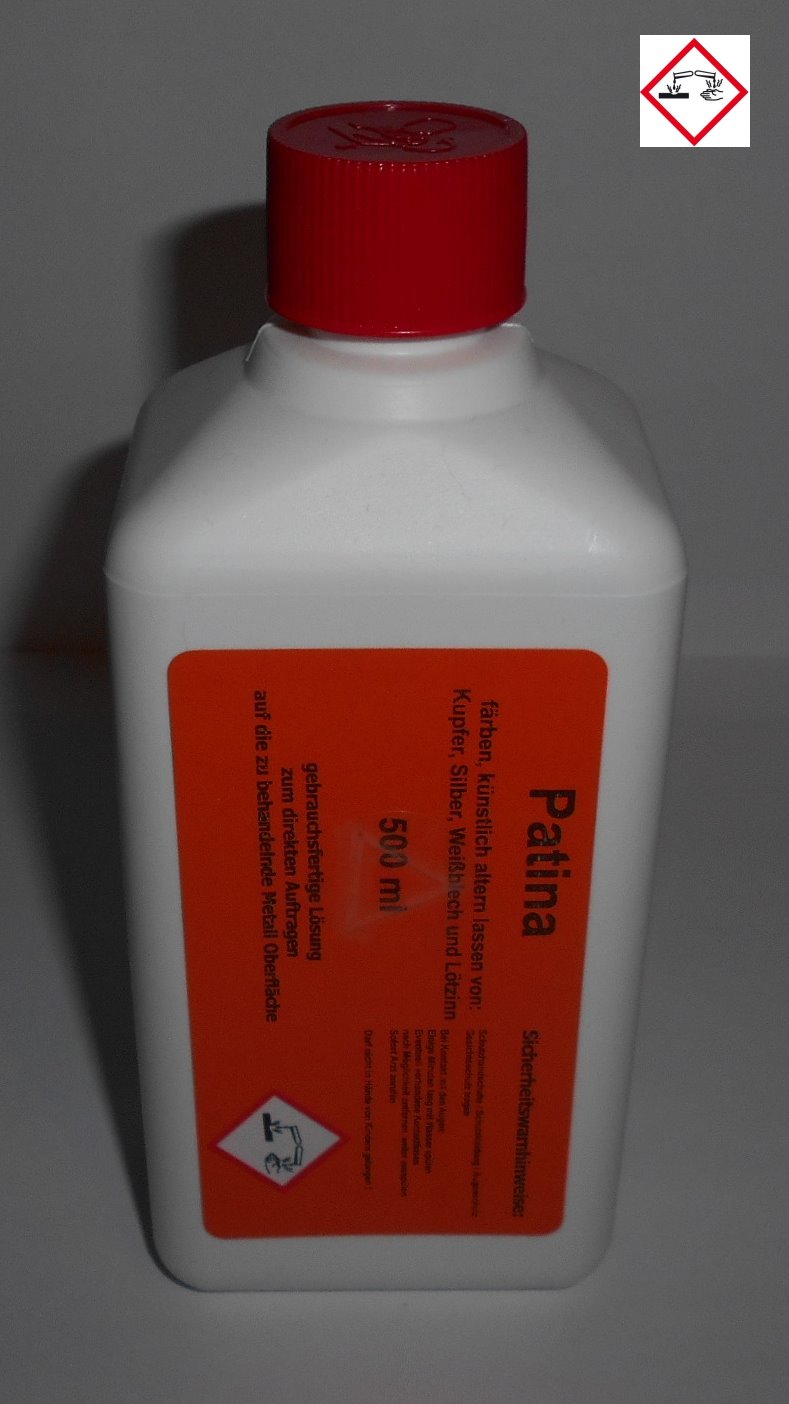 500 ml Tiffany Patina zum schwarz beizen von Kupfer, Silber und Weisblech
