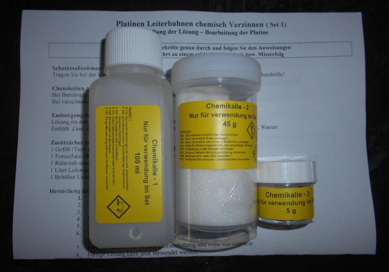 Chemisch verzinnen, Platinen verzinnen für ca.90 Euro Platinen, Chemisch Zinn Set 1