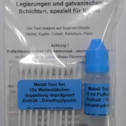 Nachweis von Metallen - Schnelltest zum Nachweis Metallen, Legierungen und galvanischen Schichten, speziell für Nickel