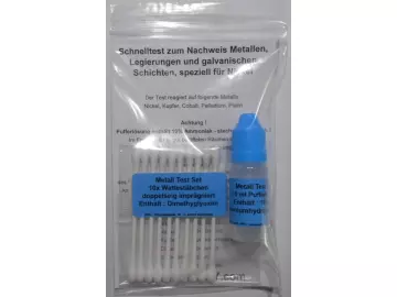 Nachweis von Metallen - Schnelltest zum Nachweis Metallen, Legierungen und galvanischen Schichten, speziell für Nickel