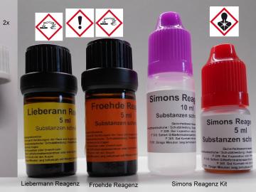 3 Teilig Test Kit-Fröhde, Liebermann und Simon´s Reagenz - Substanzen Test Kit