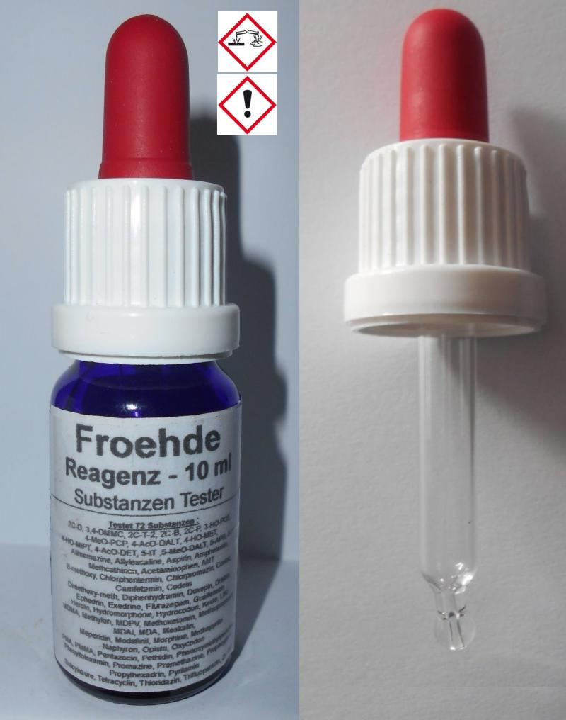 10 ml Fröhde Reagenz - Substanzen Tester - mit Farbskala - Testet 72 Substanzen