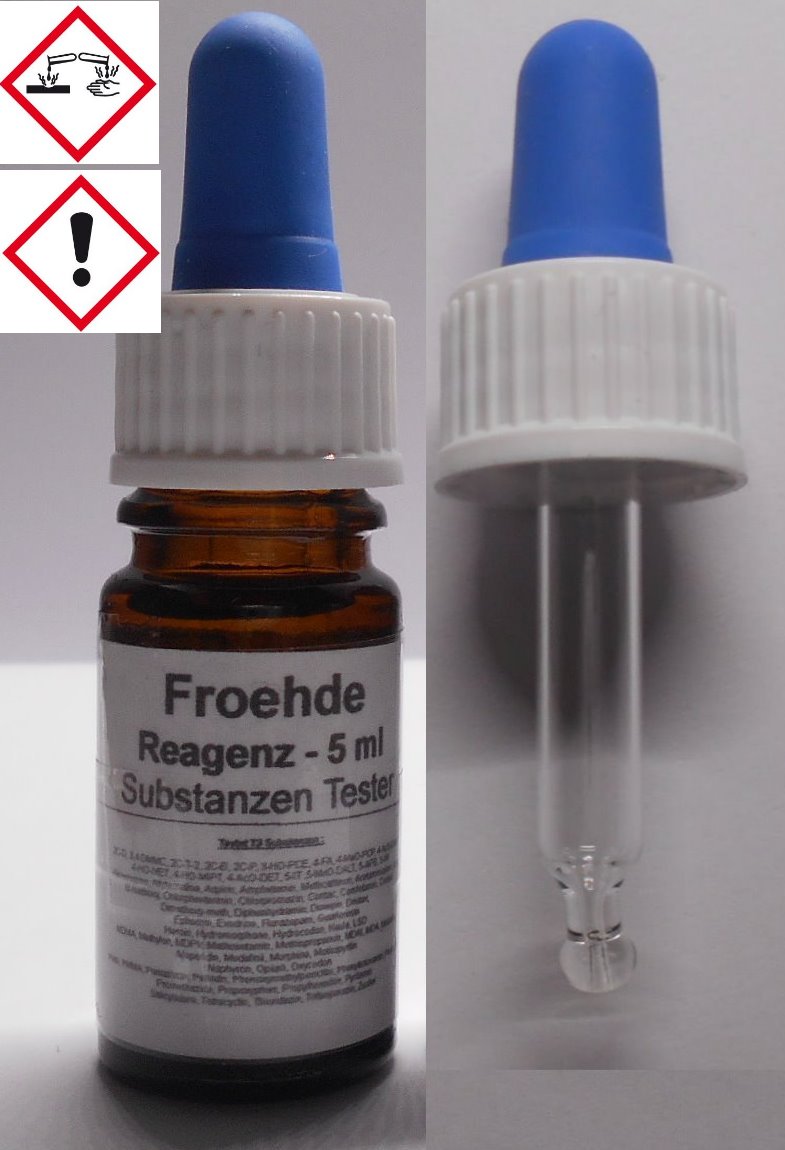 5 ml Fröhde Reagenz - Substanzen Tester - mit Farbskala - Testet 72 Substanzen