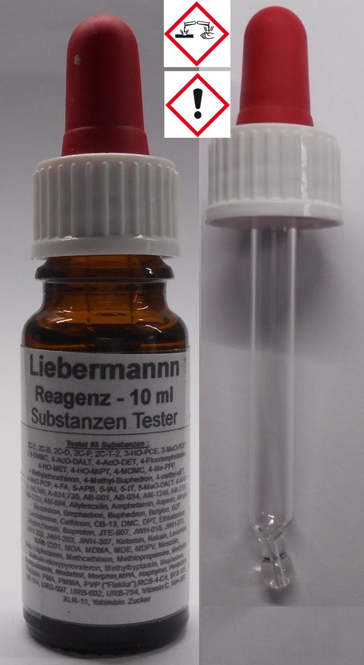 10 ml Liebermann Reagenz - Substanzen Tester -  mit Farbskala - Testet 93 Substanzen