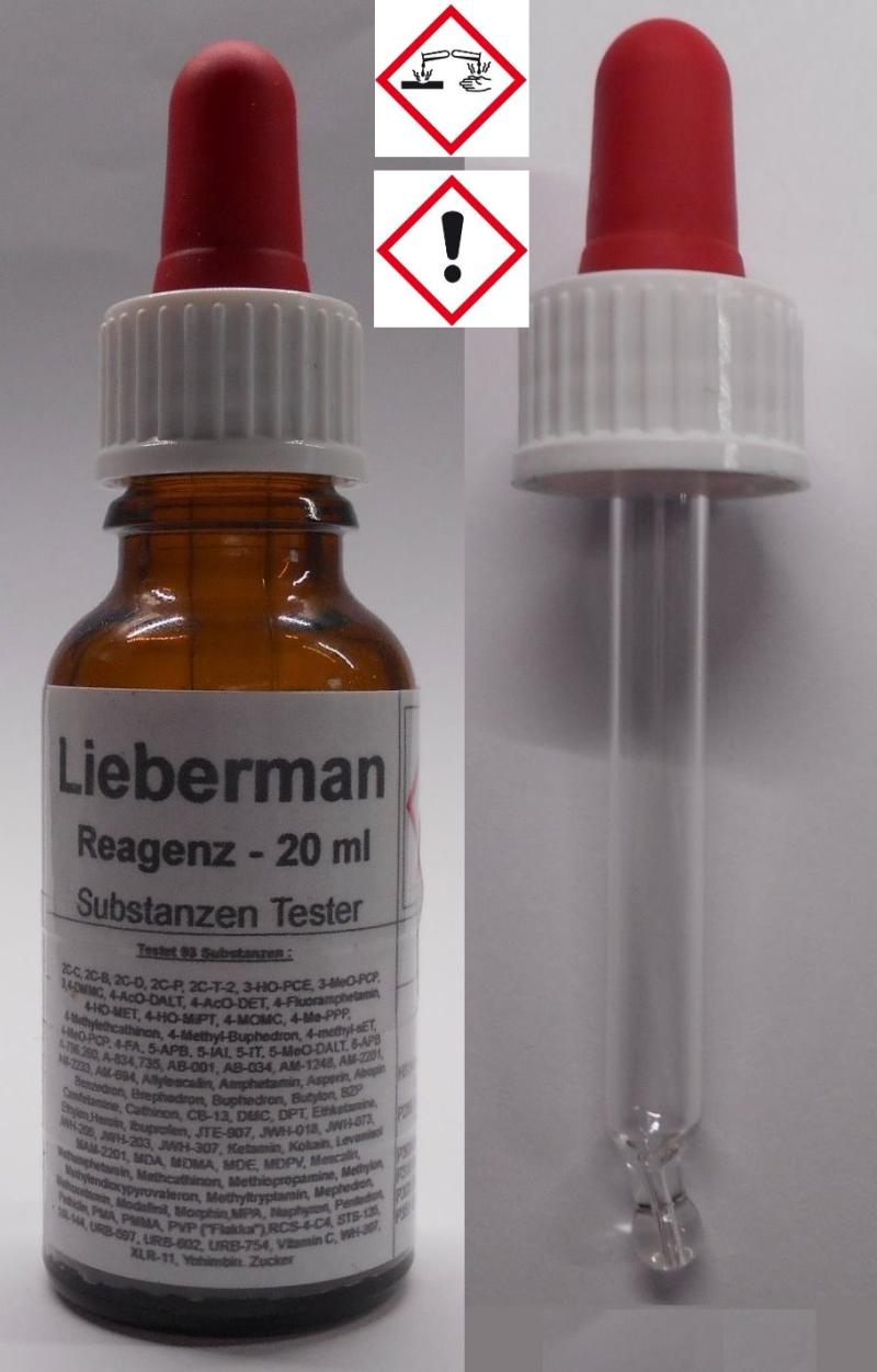 20 ml Liebermann Reagenz - Substanzen Tester -  mit Farbskala - Testet 93 Substanzen