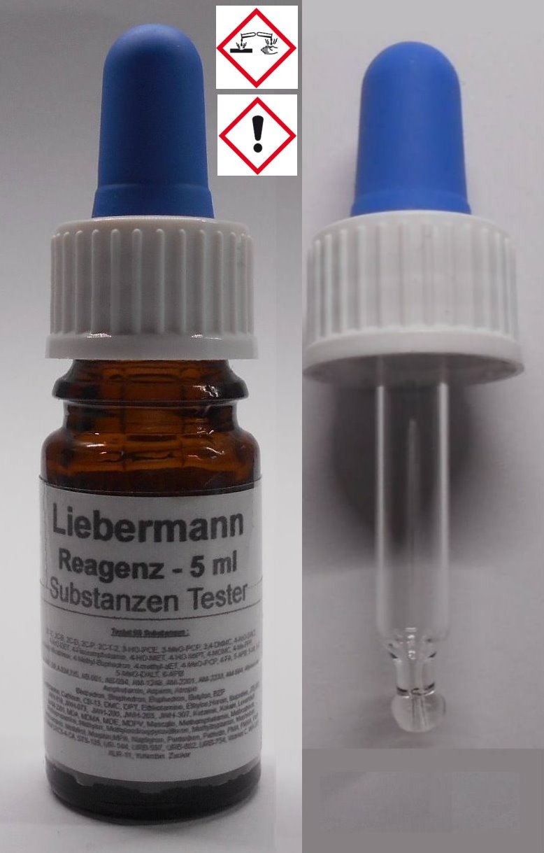5 ml Liebermann Reagenz - Substanzen Tester -  mit Farbskala - Testet 93 Substanzen